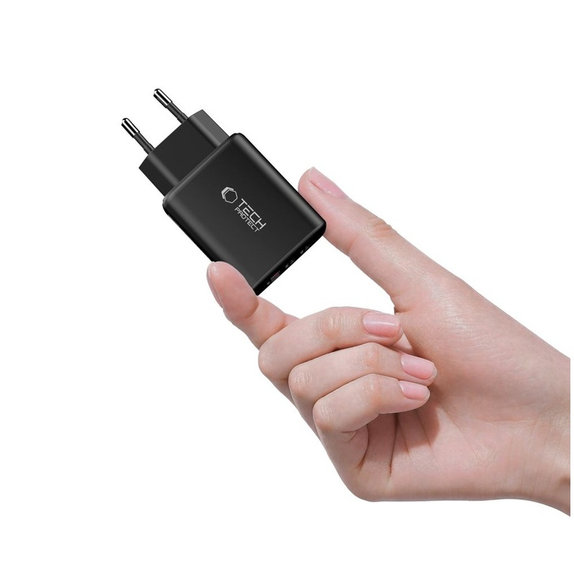 Hálózati töltő NCA65W-GAN 3-PORT PD 65W / QC3.0, fekete, Tech-Protect