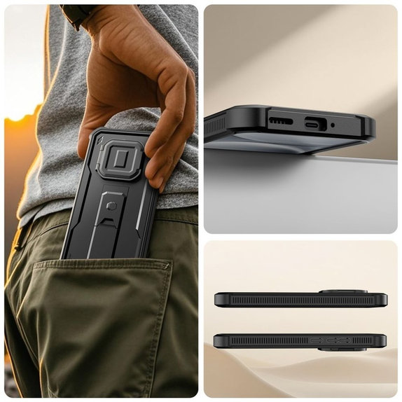 Kevlar Cam+ tok 2 előlapi kerettel Xiaomi Redmi Note 15 Pro 5G készülékhez, fekete, Tech-Protect