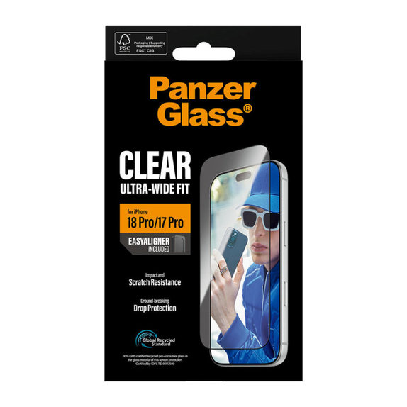 Edzett üveg UWF applikátorral iPhone 18 Pro/17 Pro készülékhez, Fekete, PanzerGlass