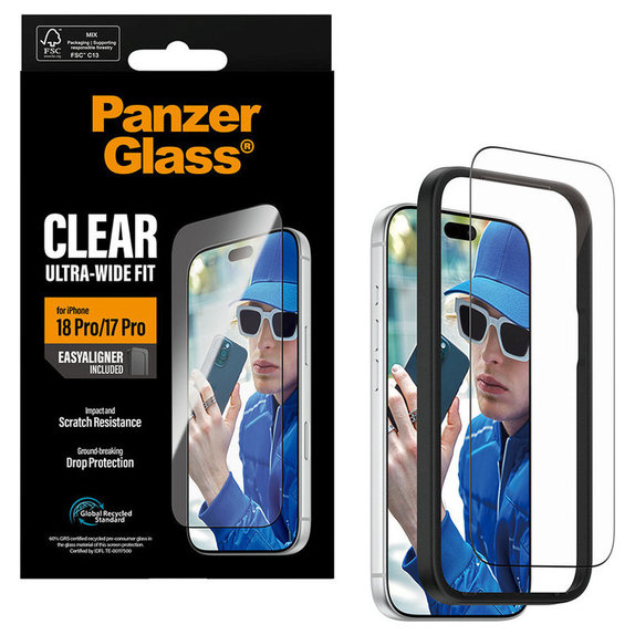 Edzett üveg UWF applikátorral iPhone 18 Pro/17 Pro készülékhez, Fekete, PanzerGlass