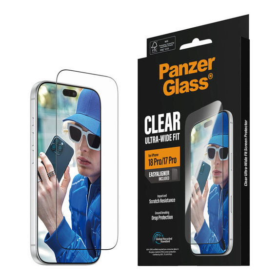 Edzett üveg UWF applikátorral iPhone 18 Pro/17 Pro készülékhez, Fekete, PanzerGlass