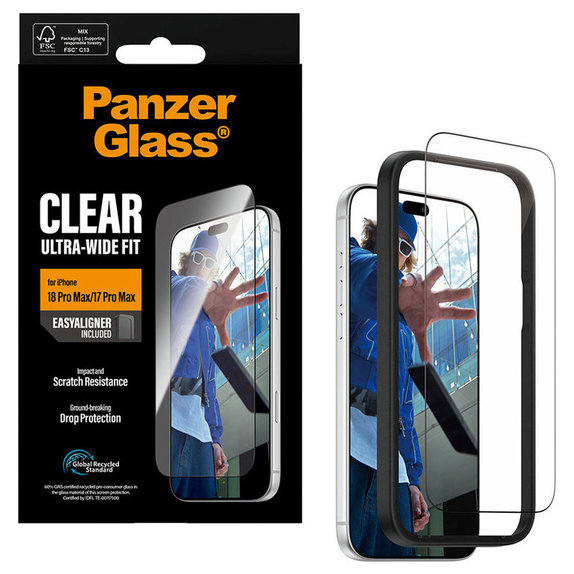 Edzett üveg UWF applikátorral iPhone 18 Pro Max/17 Pro Max készülékhez, Fekete, PanzerGlass