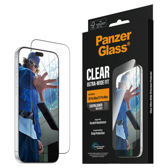 Edzett üveg UWF applikátorral iPhone 18 Pro Max/17 Pro Max készülékhez, Fekete, PanzerGlass