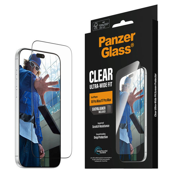 Edzett üveg UWF applikátorral iPhone 18 Pro Max/17 Pro Max készülékhez, Fekete, PanzerGlass