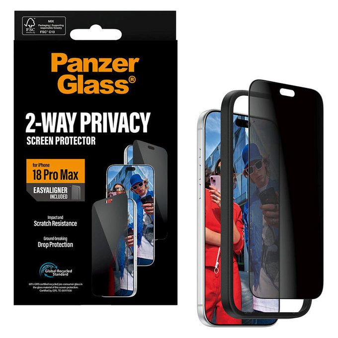 Edzett üveg UWF 2-Way Privacy applikátorral iPhone 18 Pro Max készülékhez, Fekete, PanzerGlass