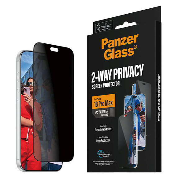 Edzett üveg UWF 2-Way Privacy applikátorral iPhone 18 Pro Max készülékhez, Fekete, PanzerGlass