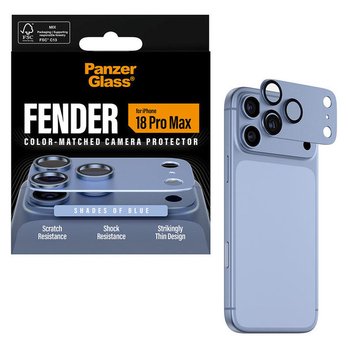 Objektívlencse védő Fender iPhone 18 Pro Max, Italian Blue, PanzerGlass