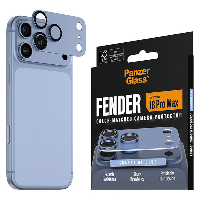 Objektívlencse védő Fender iPhone 18 Pro Max, Italian Blue, PanzerGlass