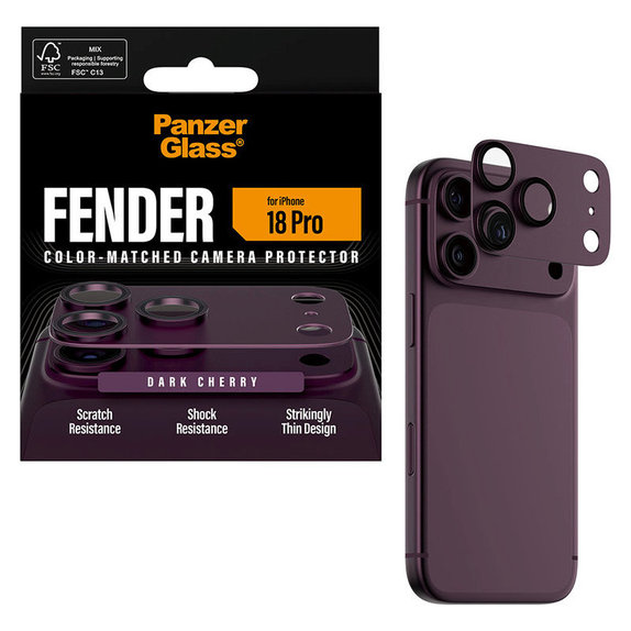 Objektívlencse védő Fender iPhone 18 Pro, Dark Cherry, PanzerGlass