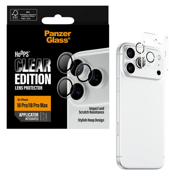 Hoops Kameralencse-védő iPhone 18 Pro/18 Pro Max készülékhez, Átlátszó, PanzerGlass