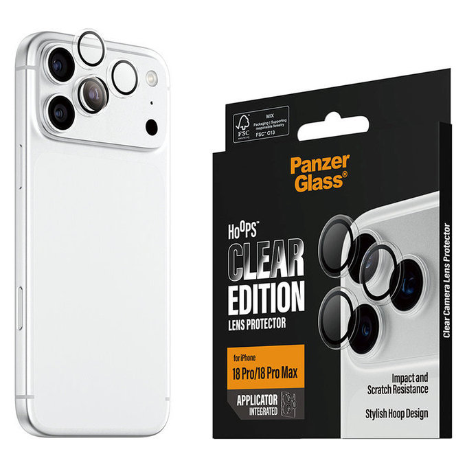 Hoops Kameralencse-védő iPhone 18 Pro/18 Pro Max készülékhez, Átlátszó, PanzerGlass