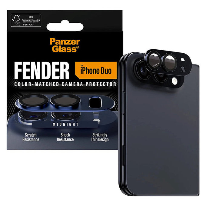 Objektívlencse védő Fender iPhone Duo, Dark Blue, PanzerGlass