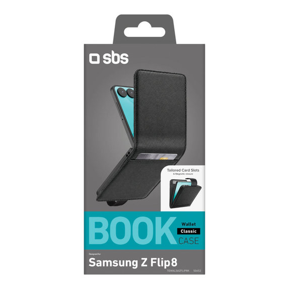 Tok Wallet Stand Samsung Galaxy Z Flip8 készülékhez, Fekete, SBS