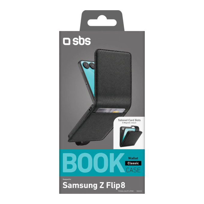 Tok Wallet Stand Samsung Galaxy Z Flip8 készülékhez, Fekete, SBS