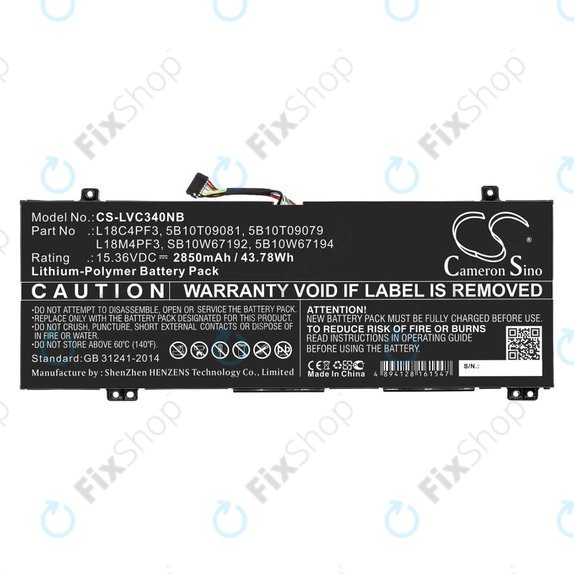 Akkumulátor Lenovo Ideapad C340, Ideapad Flex, 2850mAh, Li-Pol, 15.36V, L18C4PF3, HQ