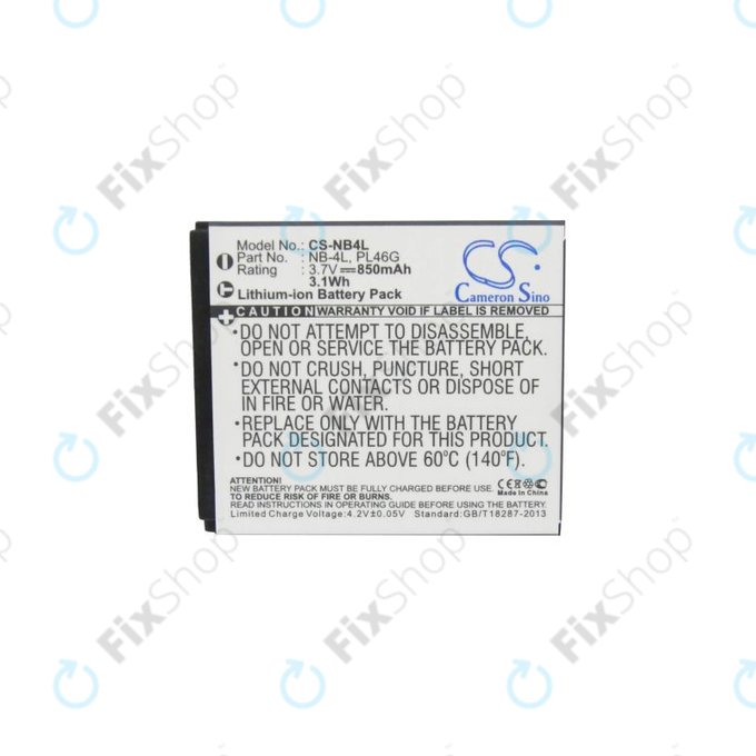 Canon Ixus, IXY, i7 Zoom, L3, L4, Legria Mini, PowerShot, TX1 - Akkumulátor NB-4L Li-Ion 850mAh HQ