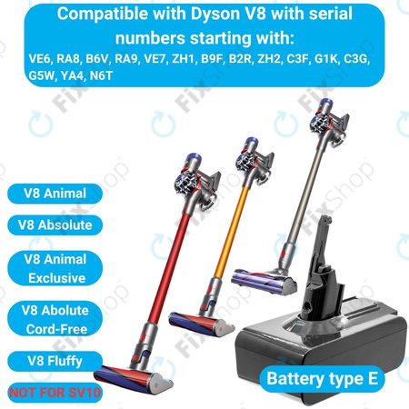 Dyson V8 - Akkumulátor 215681, PM8-US-HFB1497A Li-Ion 21.6V 4000mAh HQ