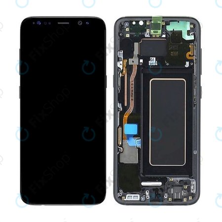 Samsung Galaxy S8 G950F - LCD Kijelző + Érintőüveg + Keret (Midnight Black) - GH97-20457A, GH97-20473A, GH97-20458A, GH97-20629A Genuine Service Pack