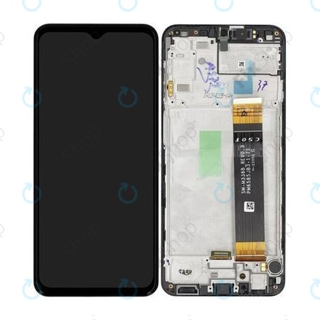 Samsung Galaxy A23 4G A235F - LCD Kijelző + Érintőüveg + Keret (Black) - GH82-28563A, GH82-28657A Genuine Service Pack