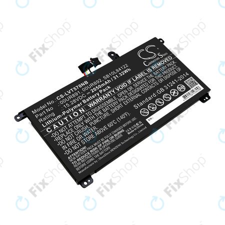 Akkumulátor Lenovo ThinkPad P51s, P52s, T570, T580, 2050mAh, Li-Pol, 15.28V, 00UR891, HQ
