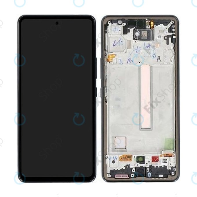 Samsung Galaxy A53 5G A536B - LCD Kijelző + Érintőüveg + Keret (Awesome Black) - GH82-28024A, GH82-28025A Genuine Service Pack
