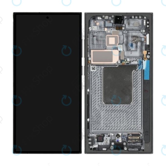 Samsung Galaxy S24 Ultra S928B - LCD Kijelző + Érintőüveg + Keret (Titanium Black) - GH82-33396B Genuine Service Pack