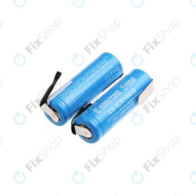 Akkumulátor 14430 szerelőlemezekkel, 650mAh, Li-Ion, 3.7V, HQ