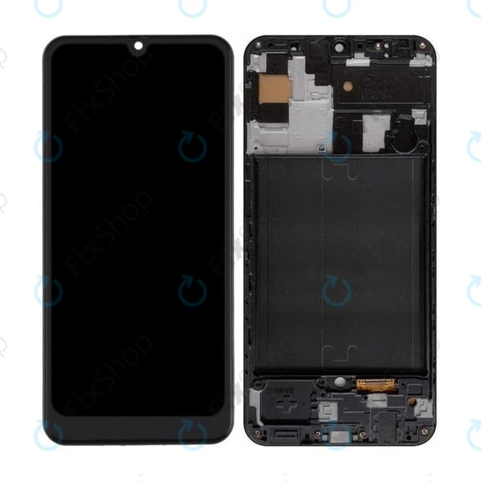 Samsung Galaxy A50 A505F - LCD Kijelző + Érintőüveg + Keret (Black) TFT