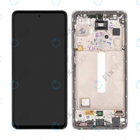 Samsung Galaxy A52s 5G A528B - LCD Kijelző + Érintőüveg + Keret (Awesome White) - GH82-26861D, GH82-26863D, GH82-26910D, GH82-26909D Genuine Service Pack