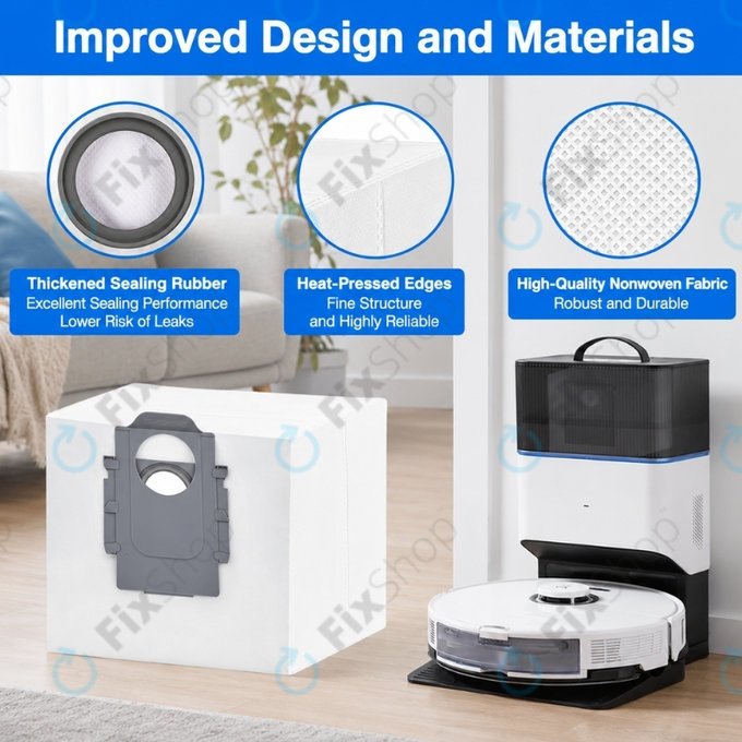 Pótalkatrész készlet Xiaomi Roborock Q7+, Q7 Max, Q7 Max+ (1x Főkefe, 2x Szűrő, 2x Oldalkefe – fehér, 2x Felmosórongy, 2x Porzsák)