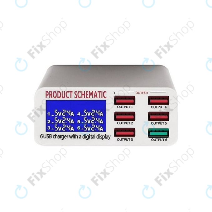 Product Schematic 896 - USB Töltőállomás  (1x USB 3.0+ 5x USB 2.0)