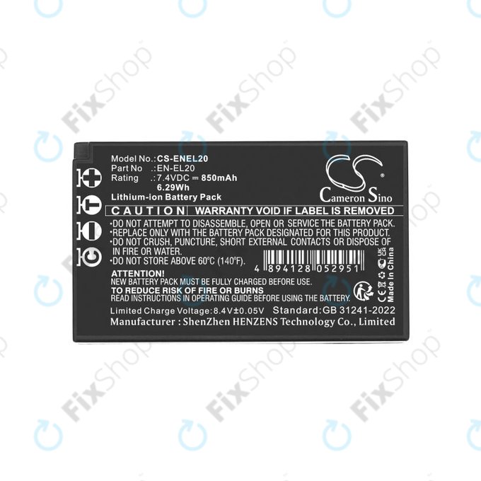 Akkumulátor Nikon Coolpix A, 850mAh, Li-Ion, 3.7V, EN-EL20, HQ