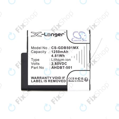 Akkumulátor Gopro Hero 8, Hero 6, 1250mAh, Li-Ion, 3.85V, AHDBT-501, HQ