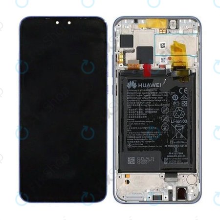 Huawei Y9 (2019) - LCD Kijelző + Érintőüveg + Keret + Akkumulátor (Aurora Purple) - 02352FDU