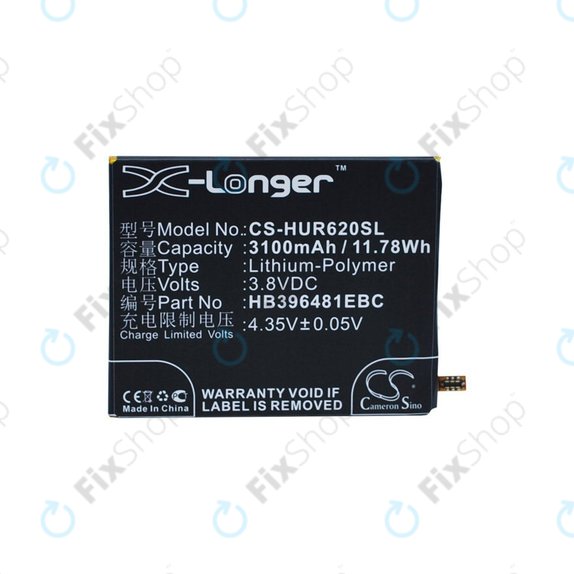 Akkumulátor Huawei Ascend Y6 2, Honor 5a, Huawei G7 Plus, 3100mAh, Li-Pol, 3.8V, HB396481EBC, HQ