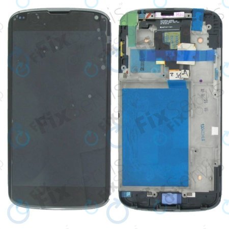 LG Nexus 4 E960 - LCD Kijelző + Érintőüveg + Keret (Black) TFT