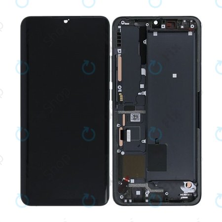 Xiaomi Mi Note 10, Mi Note 10 Pro - LCD Kijelző + Érintőüveg + Keret (Midnight Black) - 56000300F400 Genuine Service Pack