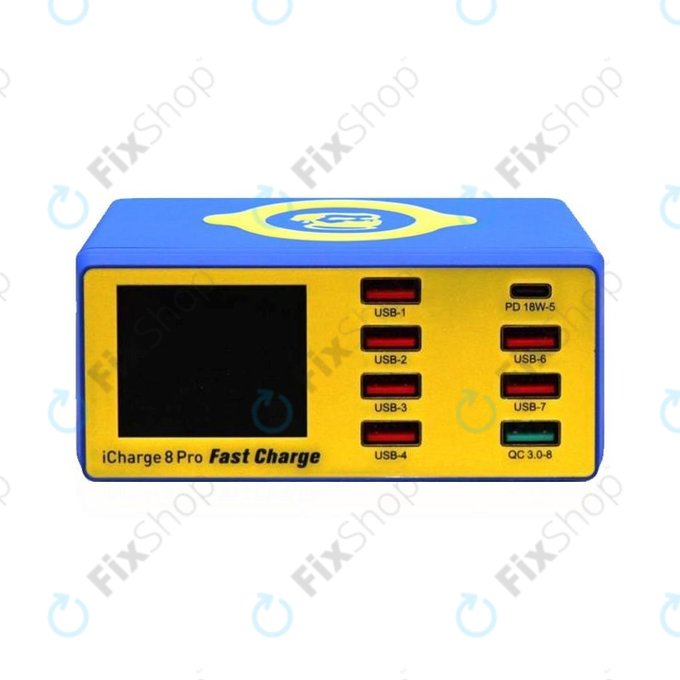 Mechanic iCharge 8 Pro - USB Töltőállomás (6x USB, 1x USB 3.0, 1x USB-C, 1x Vezeték Nélküli Töltő)