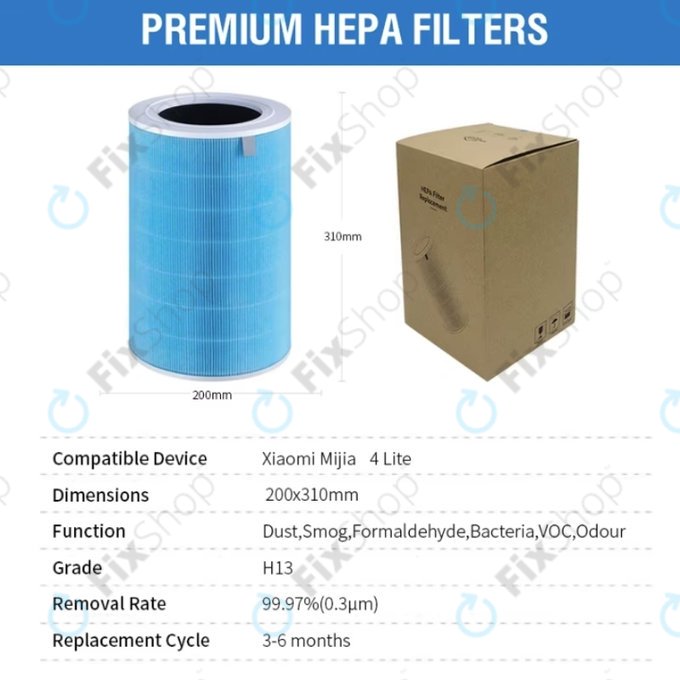 Xiaomi Mi Air Purifier 4 Lite - HEPA szűrő (Antibakteriális) (Kék)