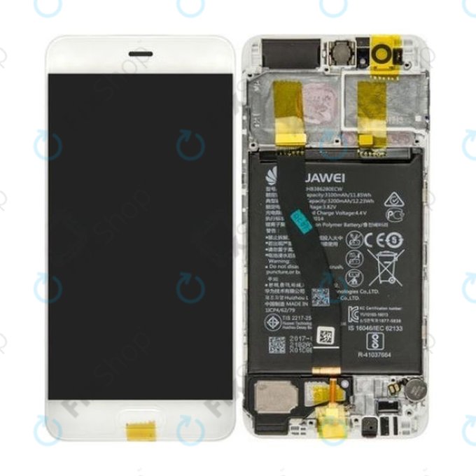 Huawei P10 - LCD Kijelző + Érintőüveg + Keret + Akkumulátor (Mystic Silver) - 02351DQN, 02351GVS, 02351ENH Genuine Service Pack