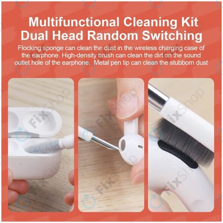 Többfunkciós Tisztítókefe + Tisztítótoll + Kulcslehúzó (Piros)