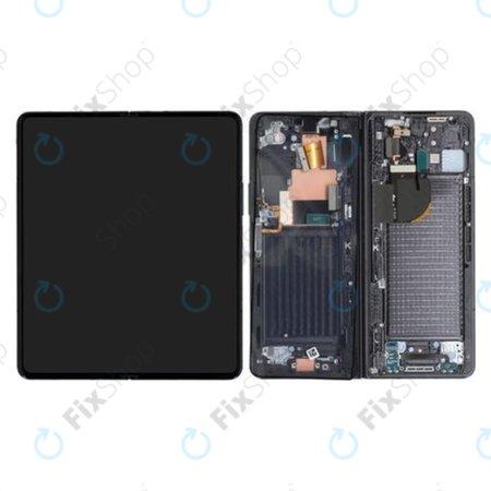 Samsung Galaxy Z Fold 5 F946B - LCD Kijelző + Érintőüveg + Keret (Phantom Black) - GH82-31842A Genuine Service Pack