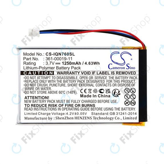 Akkumulátor Garmin Nüvi 700, 710, 760, 765, Nuvi 3590, 1250mAh, Li-Pol, 3.7V, 361-00019-11, HQ