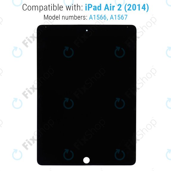 LCD Kijelző iPad Air 2, Black, Érintőüveg keret nélkül, Refurbished
