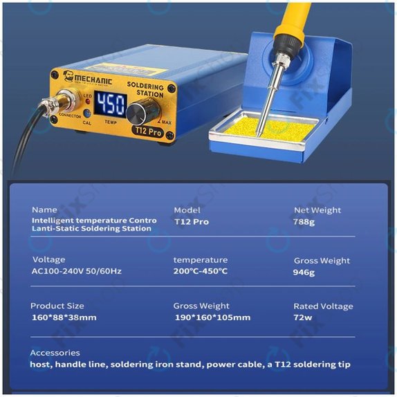 Mechanic T12 Pro - Digitális Forrasztóállomás (Blue)