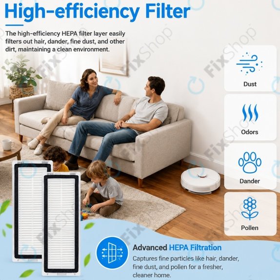 Pótalkatrész készlet Xiaomi Dreame D9 Max Gen2, D10s, D10s Pro (1x Főkefe, 2x Szűrő, 2x Oldalkefe – fekete)