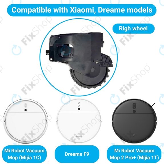 Xiaomi Dreame F9, Mi Robot Vacuum Mop (Mijia 1C), 2 Pro+ (Mijia 1T) - Kerék Motorral (Jobb) (Fekete)
