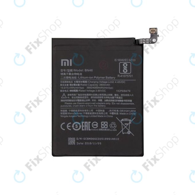 Xiaomi Redmi Note 8T, Redmi Note 6 Pro, Redmi 7, Redmi 8A - Akkumulátor BN46 4000mAh - 46BN46A090H8 Genuine Service Pack