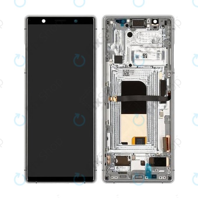 Sony Xperia 5 - LCD Kijelző + Érintőüveg + Keret (Grey) - 1319-9455 Genuine Service Pack
