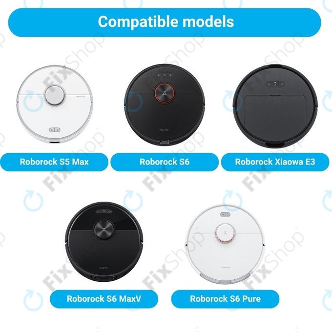 Pótalkatrész készlet Xiaomi Roborock S5 Max, S6, S6 MaxV, S6 Pure, Xiaowa E3 (2x Főkefe, 4x Szűrő, 4x Oldalkefe – fekete)